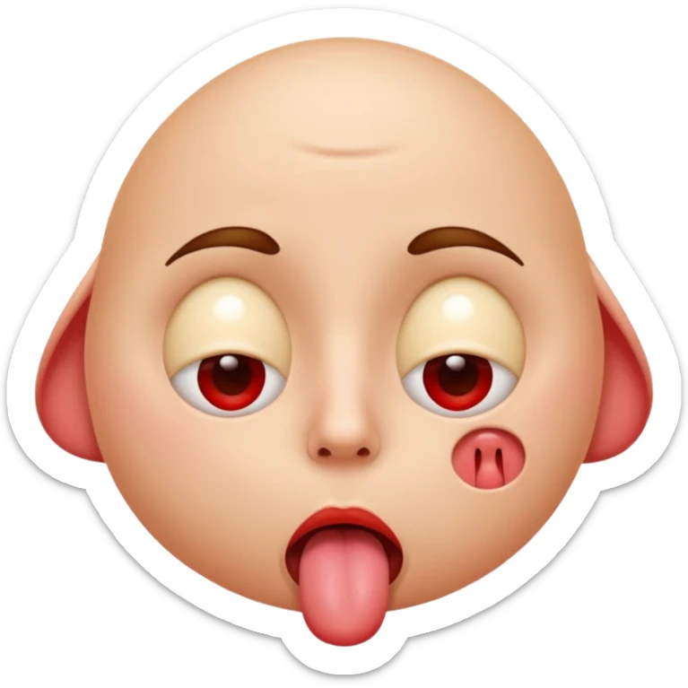 face with rolled up eyes, tongue hanging out, flushed, breathing out hot airs sticker