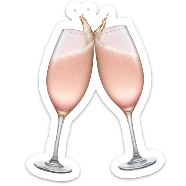 glasses of pastel pink champagne are smashing against each other sticker