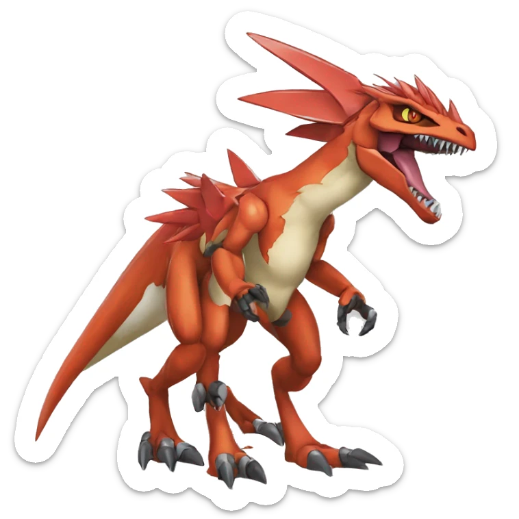  Cool Edgy Digimon-Fakemon-Guilmon-Velociraptor-Dragon-Mecha full body sticker