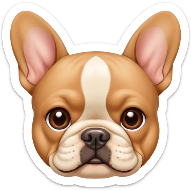 tan French bulldog face, no body, close-up portrait sticker
