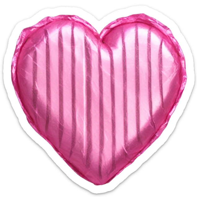 heart shaped candy wrapped in pink crinkle foil sticker