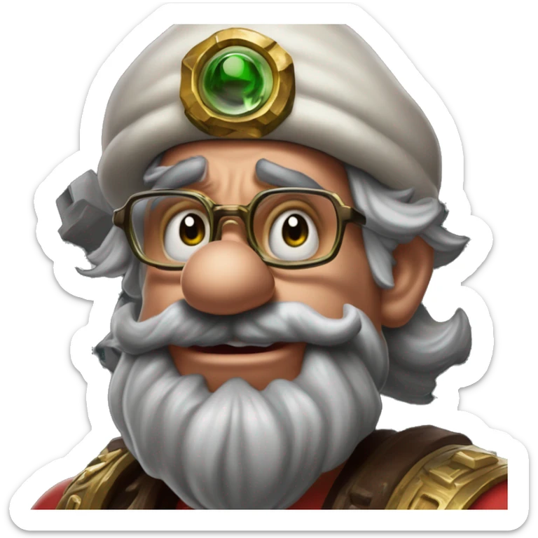 Warcraft mario gem collector in Uncle Scrooge style, oil paint, mysterious eyes, intricate lips, masterpiece pose, odd perspective, beautiful, desirable, logical sticker