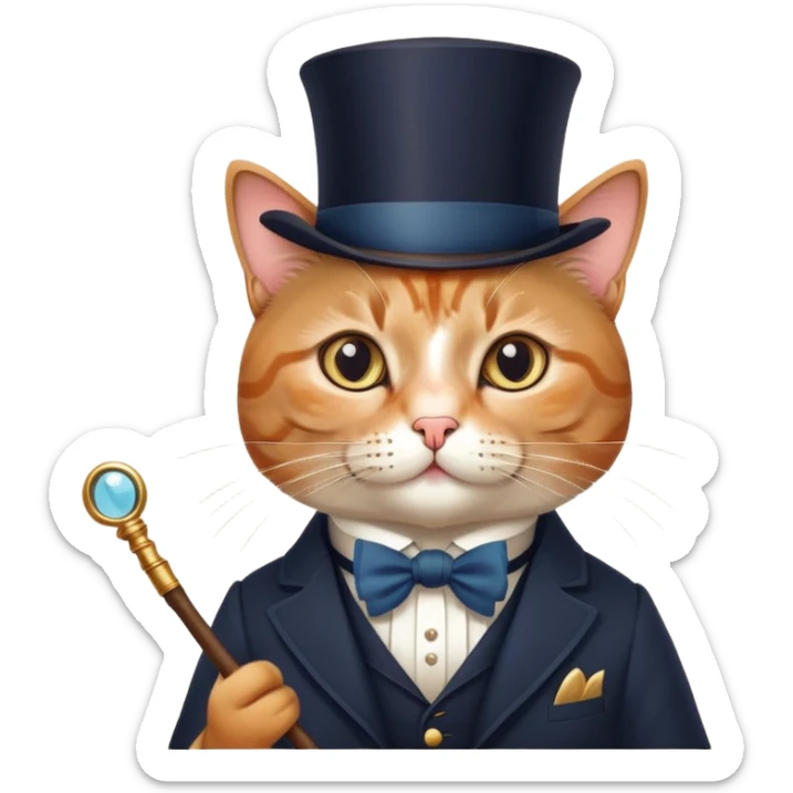 Ariatocrat cat. He walks with a monocle and a stick. Loves museums and theaters. You can also add a butterfly to it. sticker