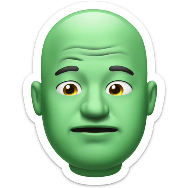 Fat bald guy with green smoke out of mouth bad breath sticker