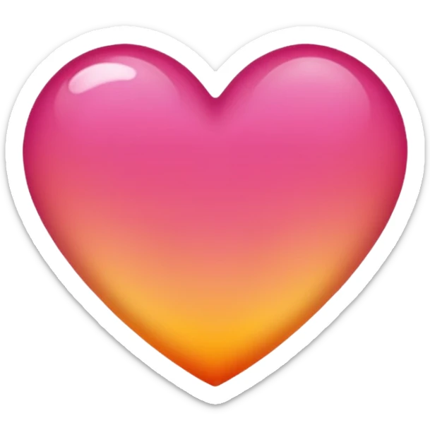 Dark pink to orange to yellow to orange to dark pink portrait gradient heart sticker