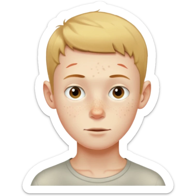 a skinny pale boy with very short thin hair and a bit of freckles sticker
