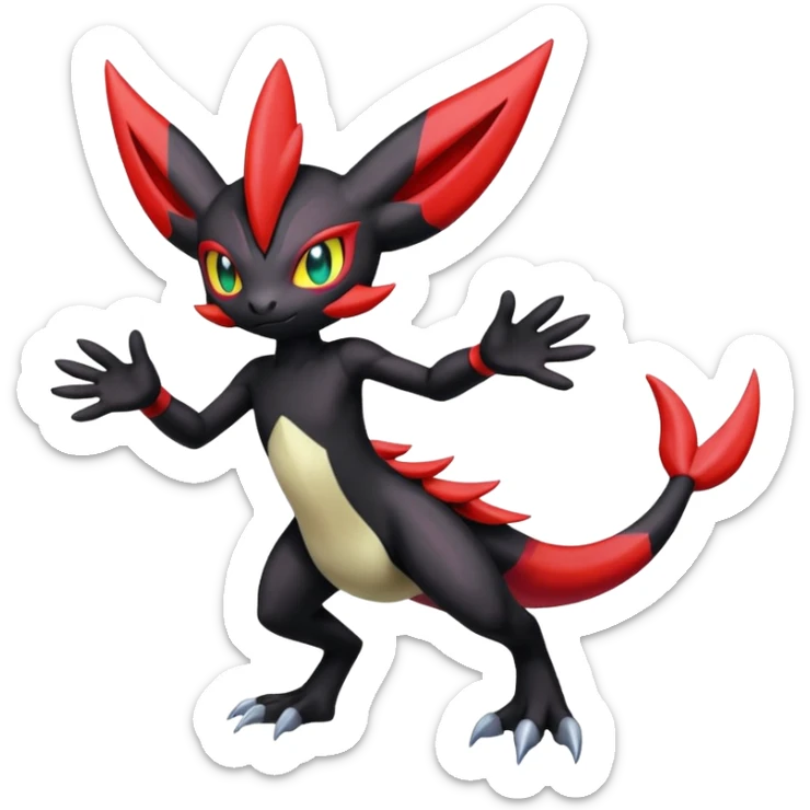 Colorful Meloetta-Guilmon-Darkrai-Pokémon-Fakémon-fusion-hybrid-creature sticker