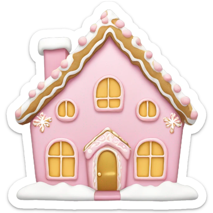 light pink and gold and white gingerbread house sticker