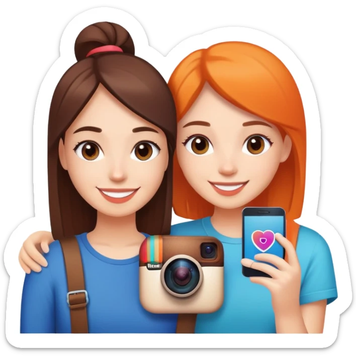 Best friends forever with Instagram logo, hashtag BFF, social media icons sticker