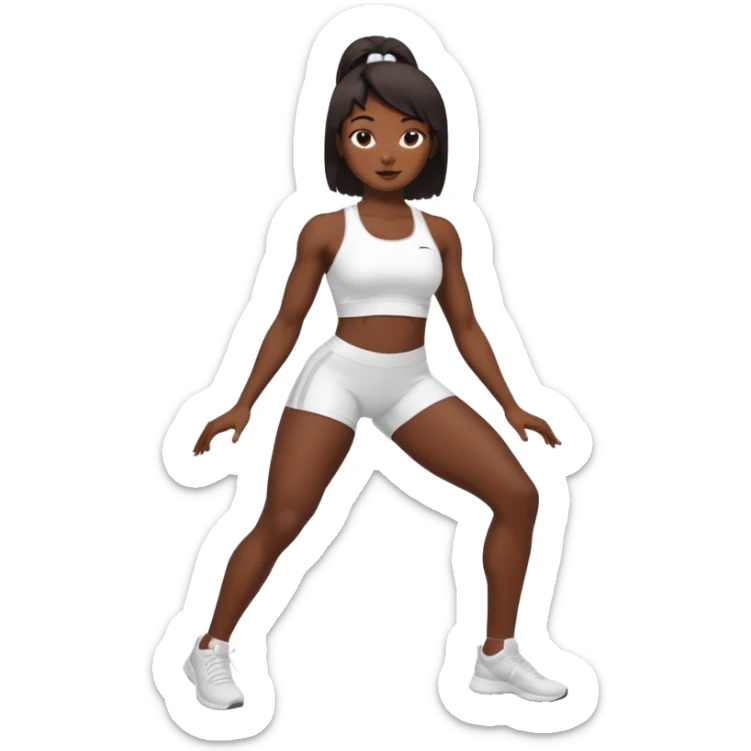 darkskin back woman in white sportswear Fit body focus chin to thigh sticker