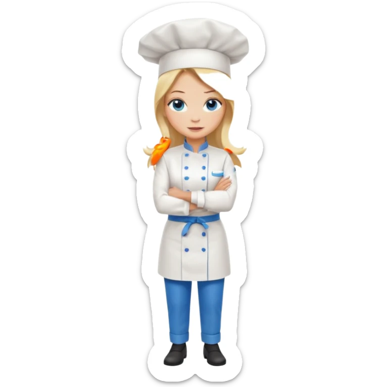 Full body 
Sexy Long Blonde hair blue eyed female chef arms folded sticker