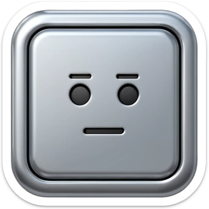 A futuristic microchip emoji made of polished silver chrome, minimal circuit details, smooth metallic surface, soft lighting, iOS emoji style, centered, clean white background sticker