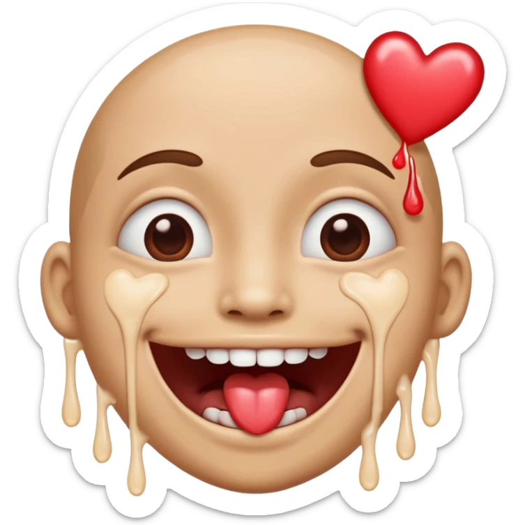 quelqu'un tres content avec des coeur a la place des yeux et de la salive qui coule de sa bouche sticker