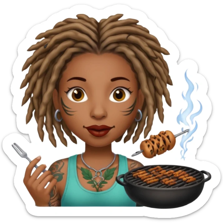 Stem girl with locs, a grill in her mouth and tattoos  sticker