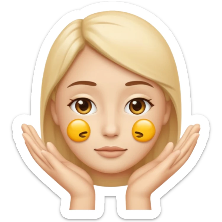 Minimal emoji representing reduced facial puffiness, soft hand gesture shaping the face contour, balanced and natural appearance, wellness-focused, simple and easy to understand
 sticker