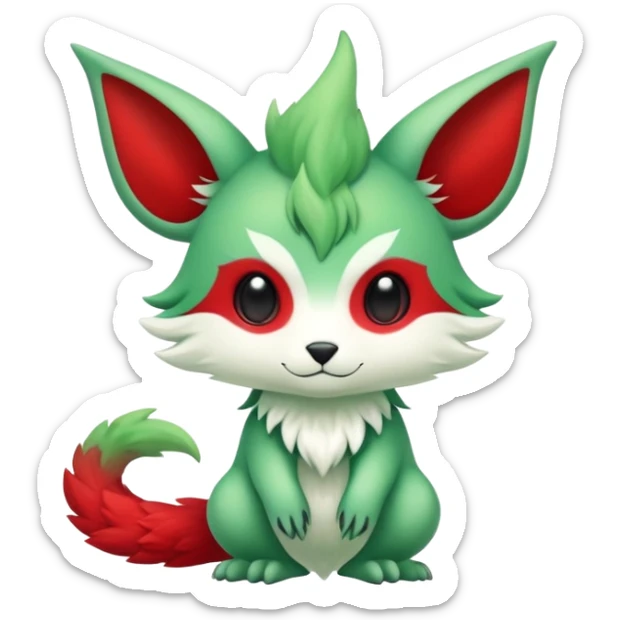 Kawaii Cute Edgy Green Red ethereal Fionbri-Vernid-Trico-animal-creature full body sticker