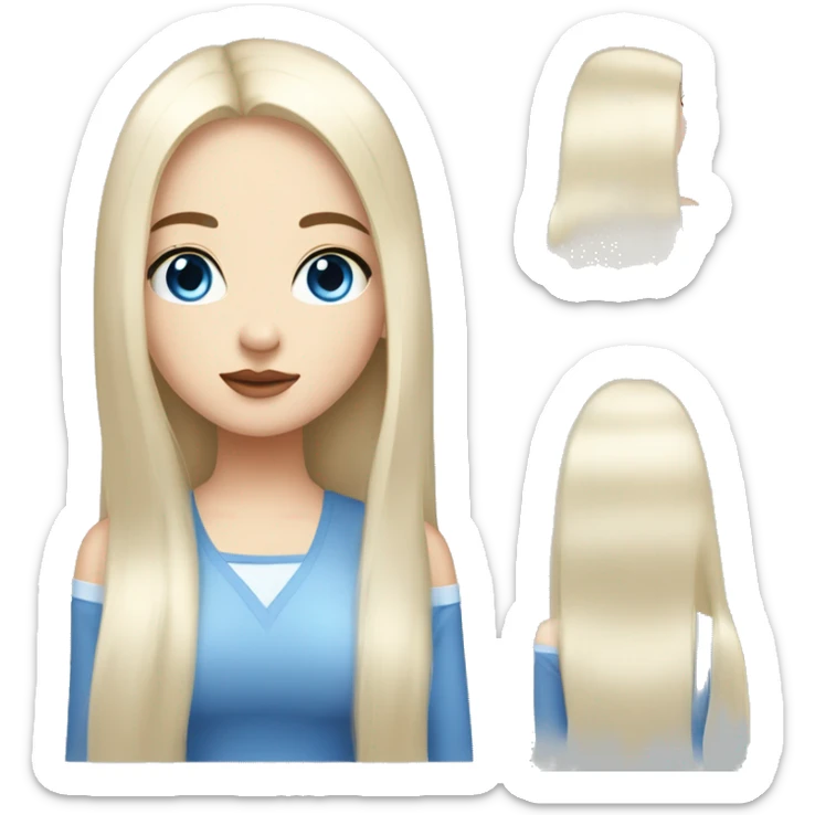a girl with fair skin, straight long black hair, blue eyes, standing, very beautiful, very hot,Korean American Russian,plump lips and long eyelashes sticker