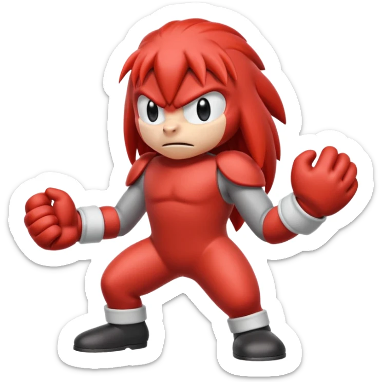 Sonic the hedgehogs friend knuckles a red animal with peach arms and white gloves sticker