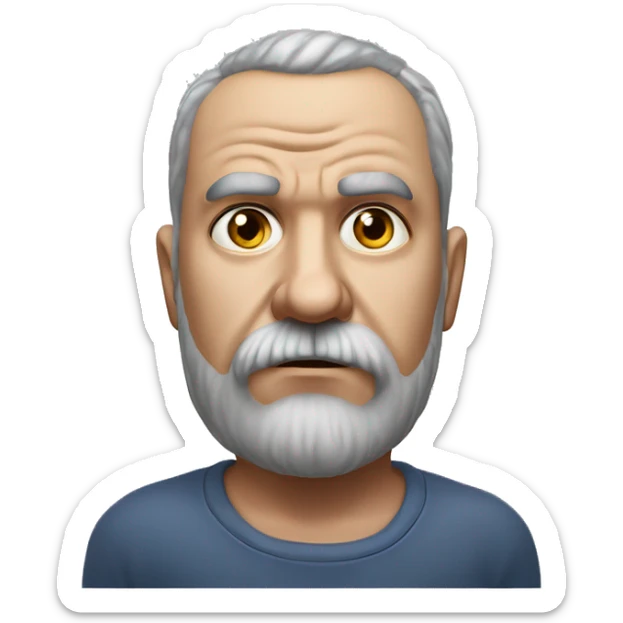 Photorealism A plump serious man of Slavic appearance with litle eyes with beard and mustache, with a  short haircut, big detailed face, wrinkled face sticker