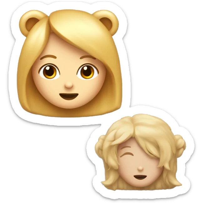 Crea un emoji minimalista de chica rubia de pelo liso abrazando un osito de peluche. El emoji debe ser simple, con estilo plano, sin sombras ni efectos 3D, y con un fondo transparente. sticker