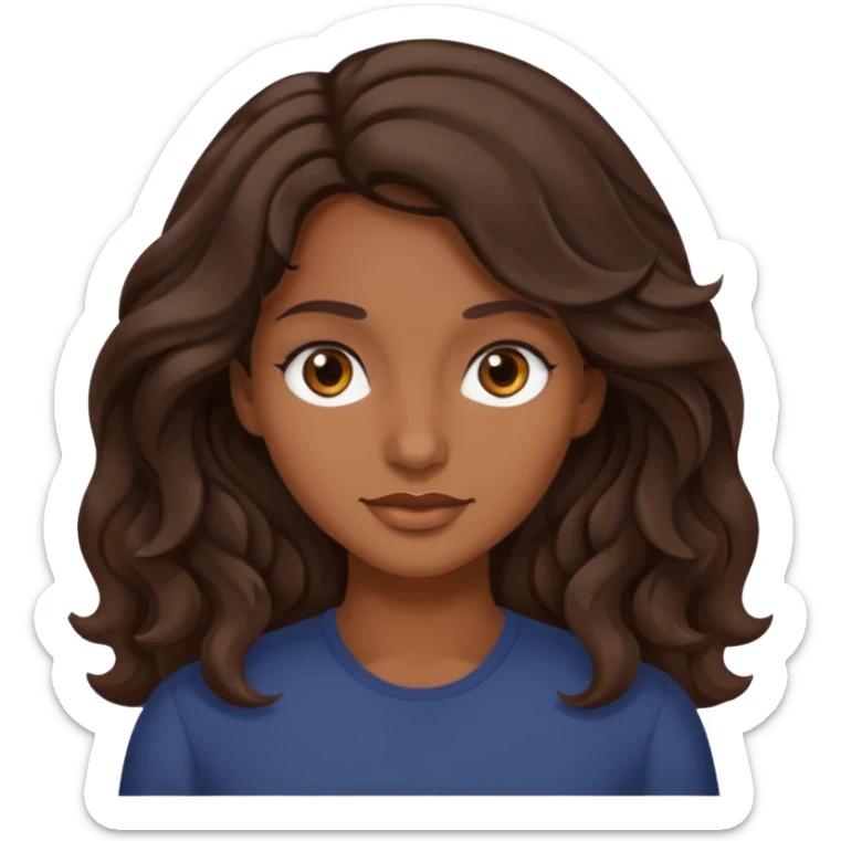 mujer trigueña oscura ,  pelo ondulado,  pelo largo  color marron oscuro, ojos marrones oscuro sticker
