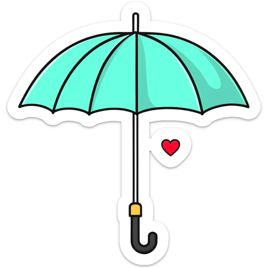 Umbrella with heart symbol representing protection for sexual health clinic sticker