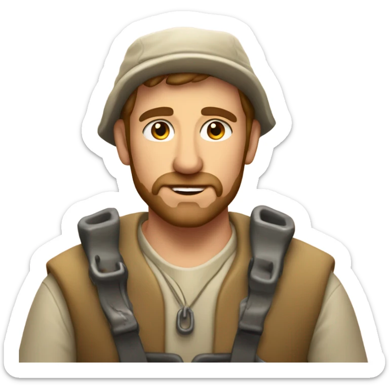 Caucasian fisherman no beard husband in love with on an island girl  sticker