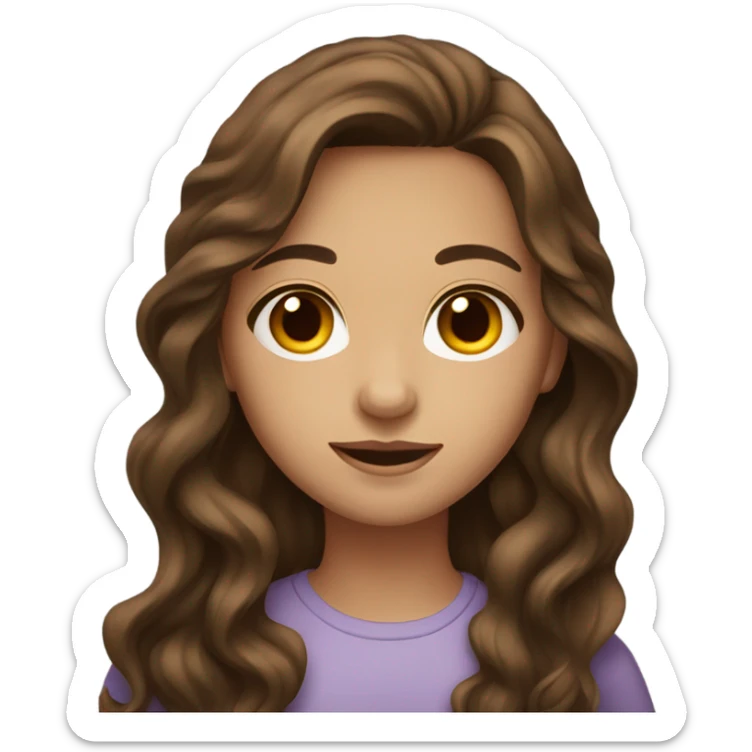 Beautiful girl,brown hair,wavy hair，long hair, brown eyes sticker