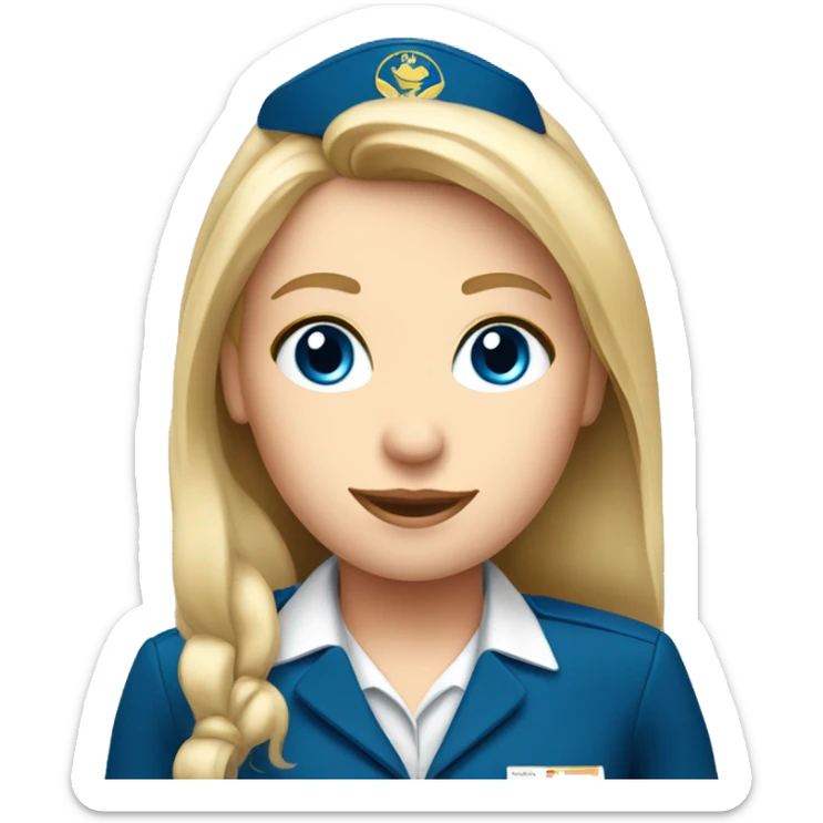 long blonde hair blue eyed girl flight attendant sticker