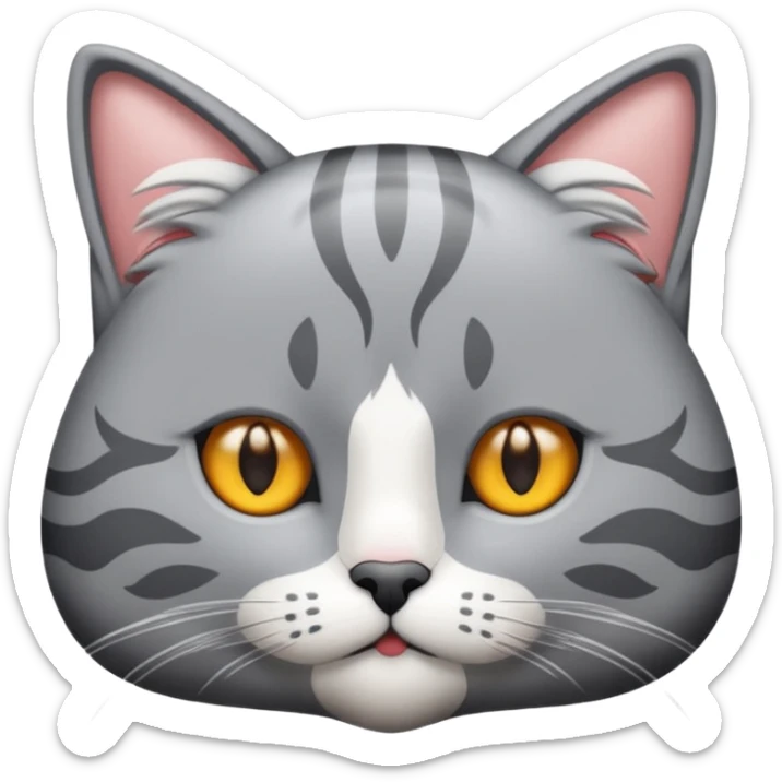 graue fluffige katze brittisch lang haar katze keine falten auf der stirn graue nase süß sticker