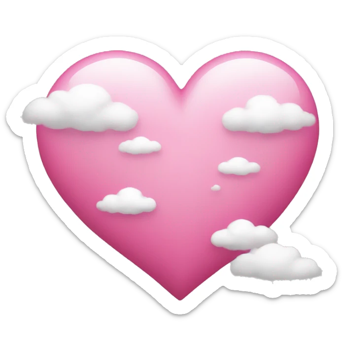 pink heart + cloud sticker