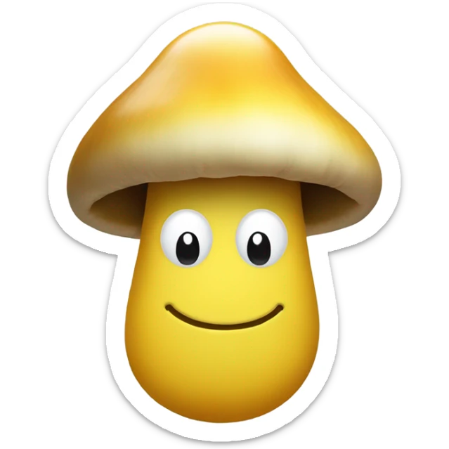 smiley emoji with a yellow mushroom hanging off the bottom of it sticker