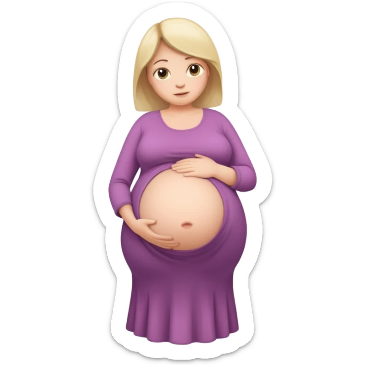 very heavily pregnant overdue woman with super  huge round belly sticker