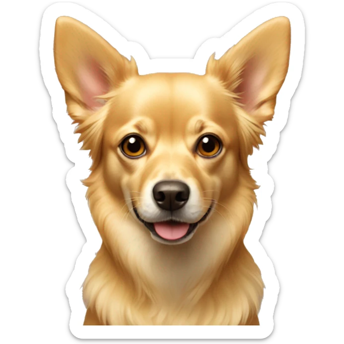 golden dog, something between chihuahua and golden retriever with red nose and piked ears sticker