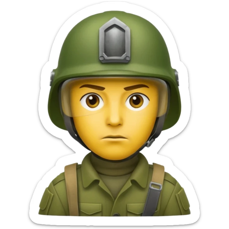 Soldier just face no body generic yellow skin with a BLANK  gunner helmet that IS GREEN AND has NO FUCKING ISIGNIA ON THE HELMET sticker
