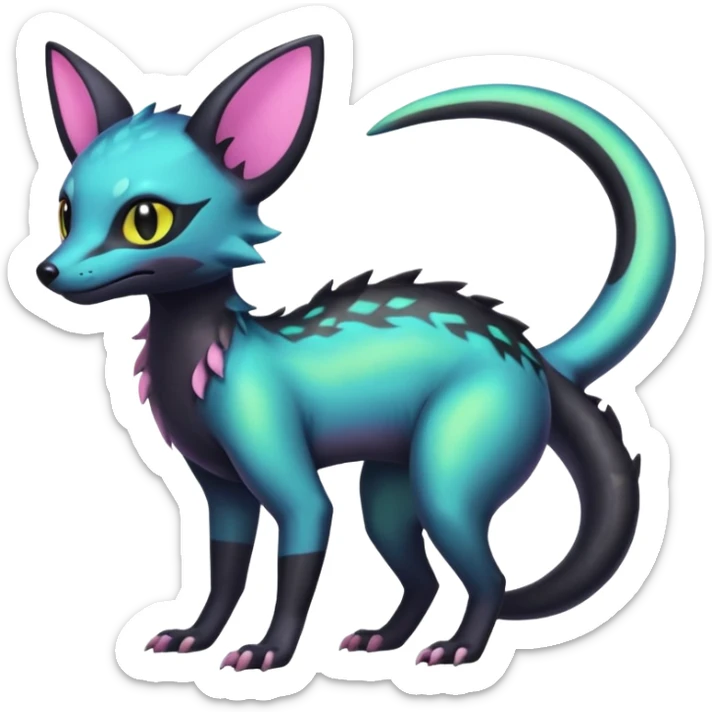 Neon pastel iridescent Salandit-Umbreon-Genet-Noivern-Civet-Hybrid (Full body) sticker