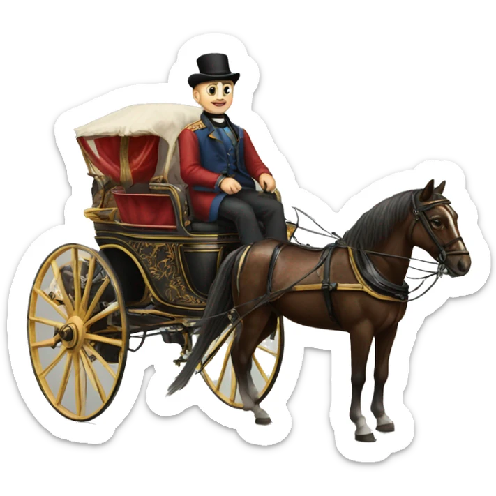 a man sits in a horse-drawn carriage from Russia in the 19th century sticker