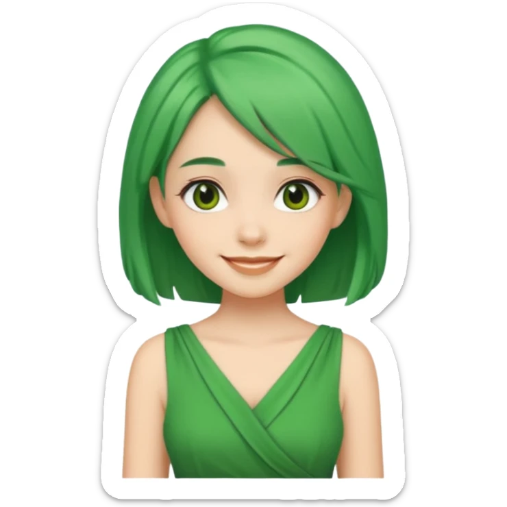 a girl of nature green hair and it shows her whole body green dress pretty sticker