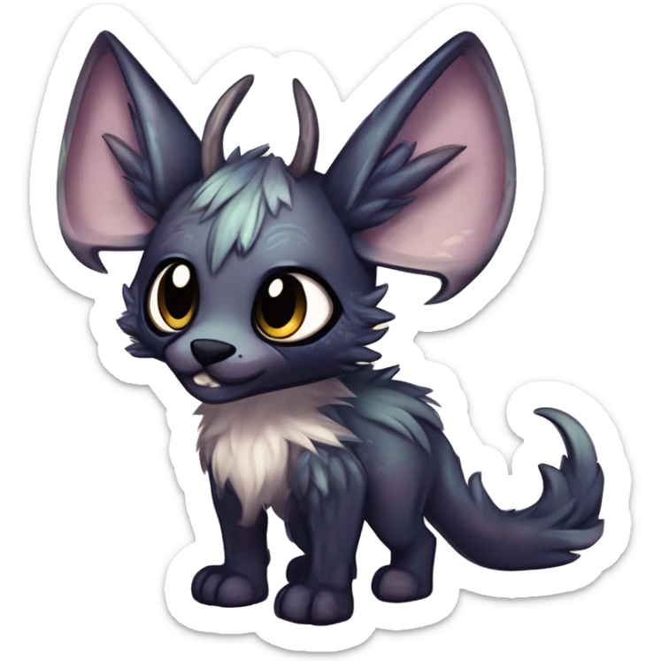 Cool cute Kawaii edgy fantasy shiny chibi animal creature fursona Fionbri vernid by griffsnuff & LiLaiRa & Falvie full bodyal sticker