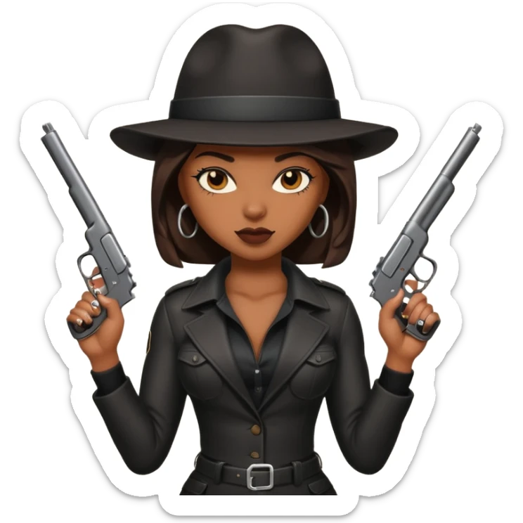 A sexy black female gangster with a gun sticker