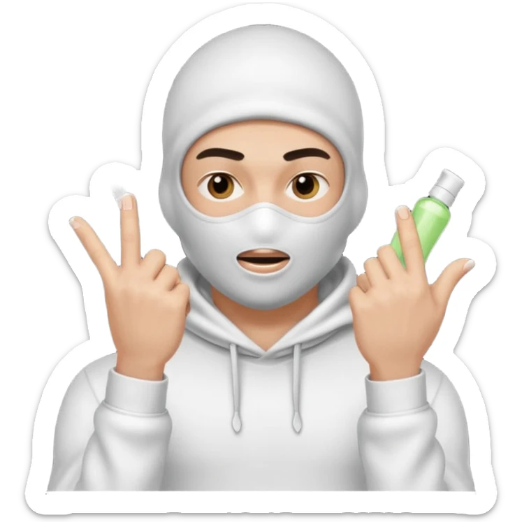 Peux tu me faire un policier gangster avec une cagoule qui fait des doigts shampooing sticker