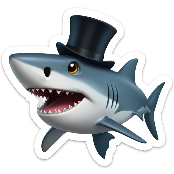 Shark with a top hat sticker