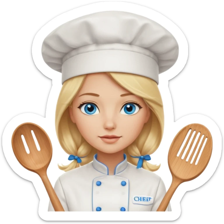 Sexy Long Blonde hair blue eyed female chef sticker