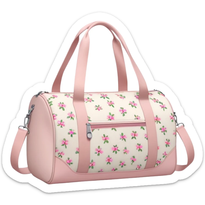 A sports bag with a pale pink print in a small flower sticker