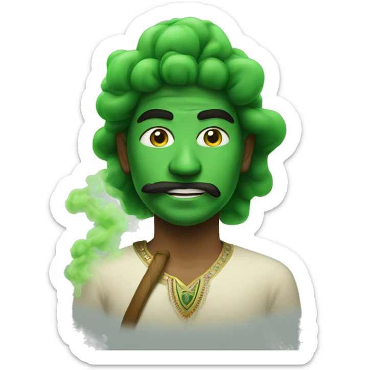 Face a of a indian with green smoke coming out of him  sticker