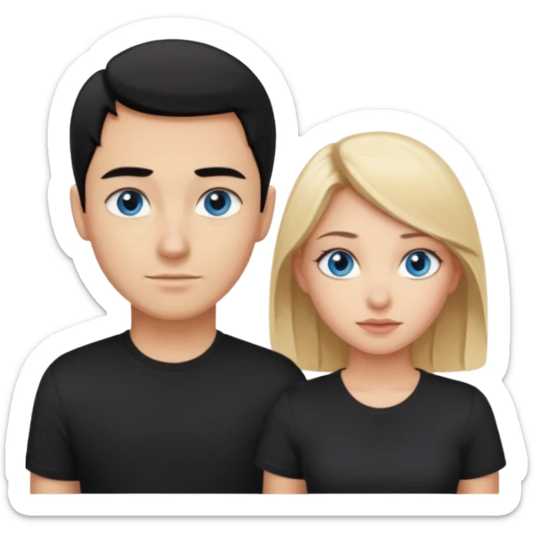 Pretty blonde girl with blue eyes bent over and guy with black hair and brown eyes standing behind her sexually  sticker