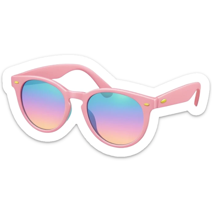 A colorful pair of Pastel sunglasses (aesthetic, loose object, apparel), seen from the side, 3/4 angle sticker