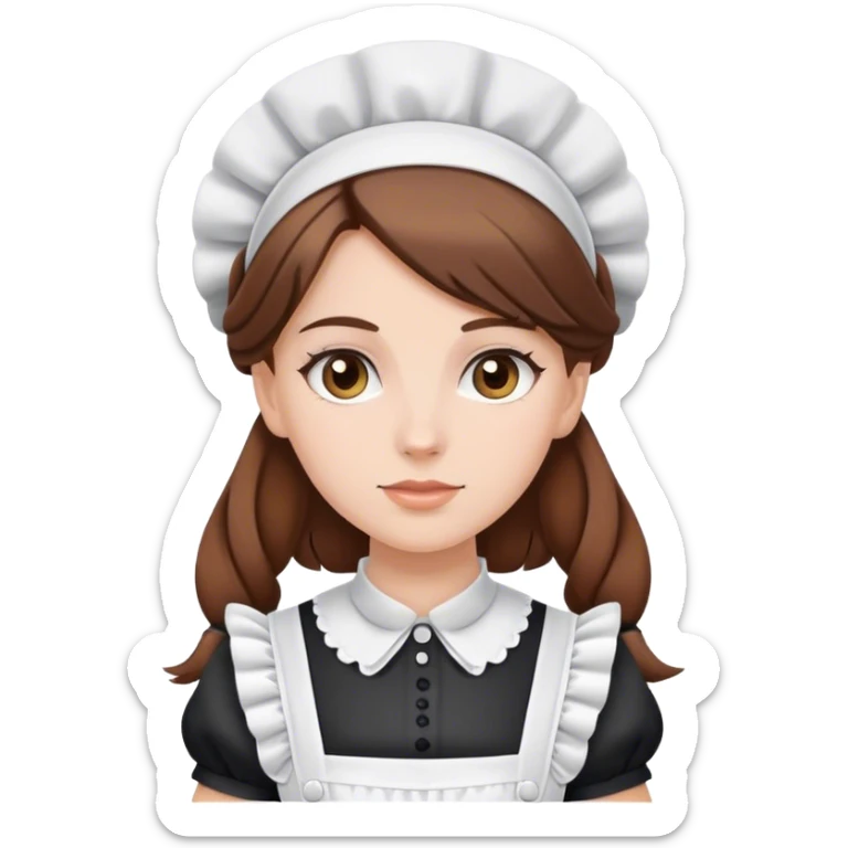 white girl with brown hair in maid outfit sticker