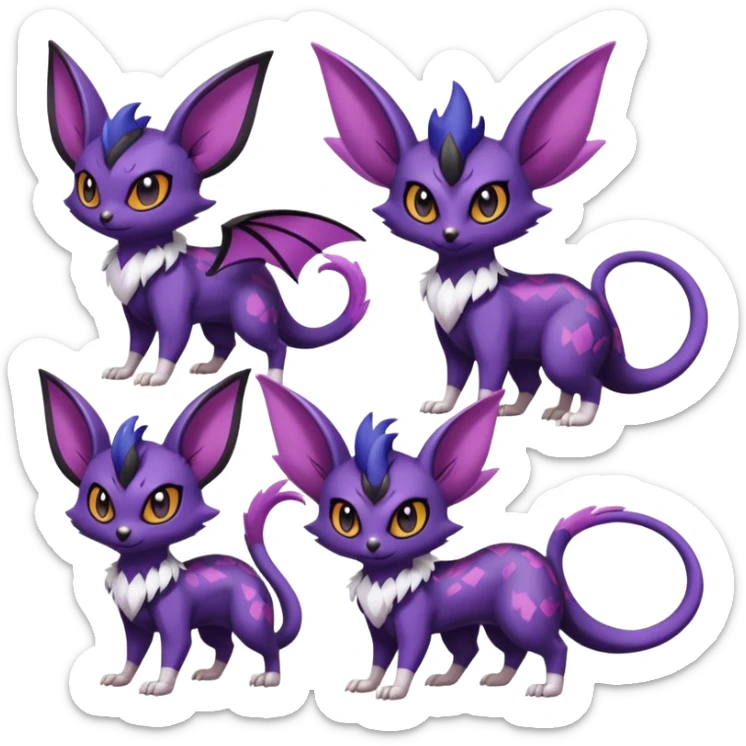 Liepard-Noibat-Noivern-Swoobat-Delcatty-Pokémon-fusion sticker