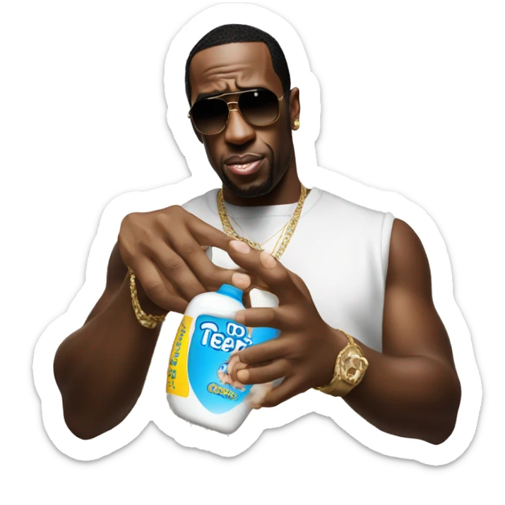 p diddy holding baby oil sticker